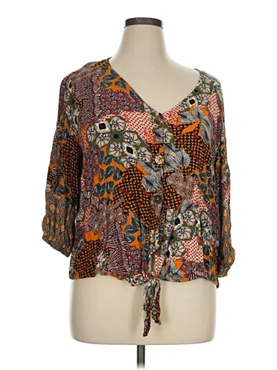 Pre-owned New Directions 3/4 Sleeve Blouse In Brown