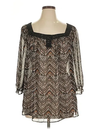 Pre-owned New Directions 3/4 Sleeve Blouse In Brown