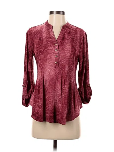 Pre-owned New Directions 3/4 Sleeve Blouse In Burgundy