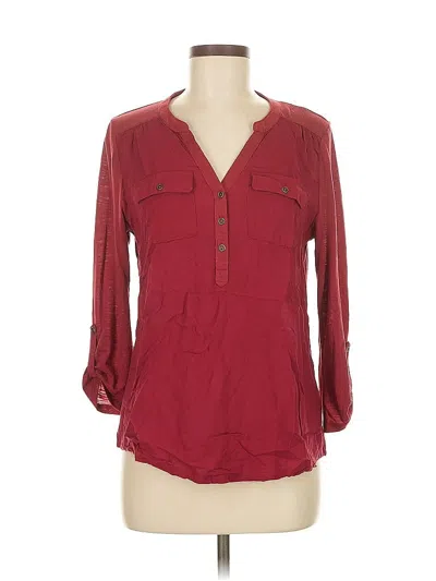 Pre-owned New Directions 3/4 Sleeve Blouse In Burgundy