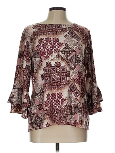 Pre-owned New Directions 3/4 Sleeve Blouse In Burgundy