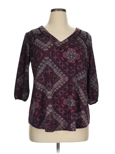 Pre-owned New Directions 3/4 Sleeve Blouse In Burgundy