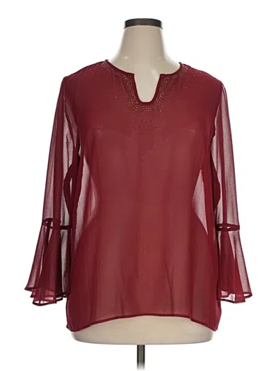 Pre-owned New Directions 3/4 Sleeve Blouse In Burgundy