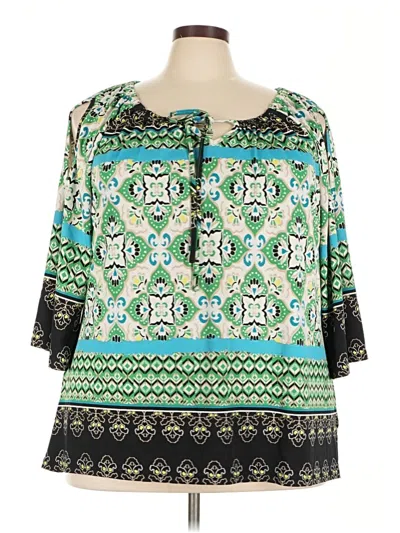Pre-owned New Directions 3/4 Sleeve Blouse In Green