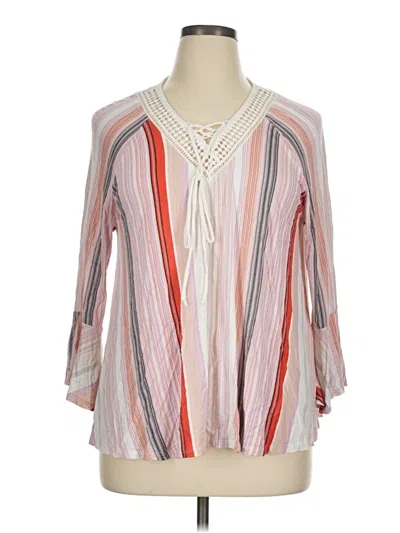 Pre-owned New Directions 3/4 Sleeve Blouse In Pink