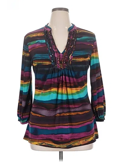 Pre-owned New Directions 3/4 Sleeve Blouse In Purple