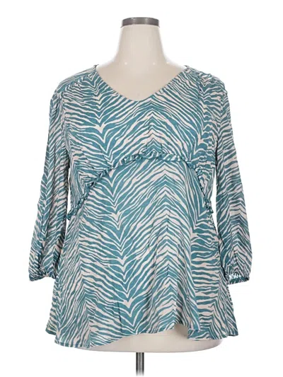Pre-owned New Directions 3/4 Sleeve Blouse In Teal