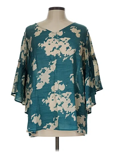 Pre-owned New Directions 3/4 Sleeve Blouse In Teal