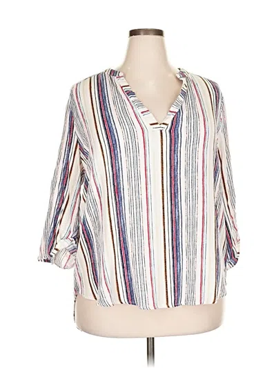 Pre-owned New Directions 3/4 Sleeve Blouse In White