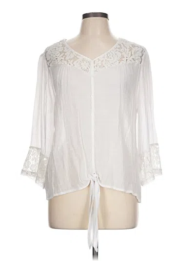 Pre-owned New Directions 3/4 Sleeve Blouse In White