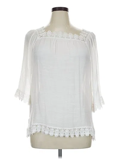 Pre-owned New Directions 3/4 Sleeve Blouse In White