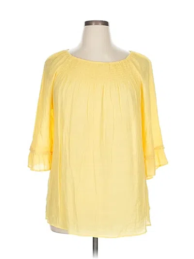 Pre-owned New Directions 3/4 Sleeve Blouse In Yellow