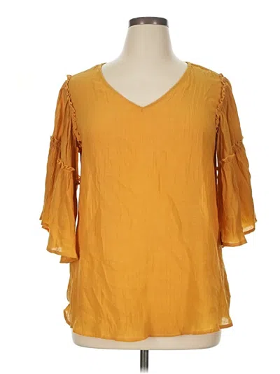 Pre-owned New Directions 3/4 Sleeve Blouse In Yellow