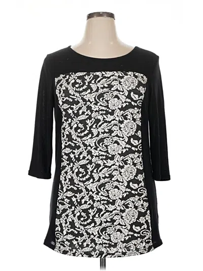 Pre-owned New Directions 3/4 Sleeve Top Black Boatneck Tops