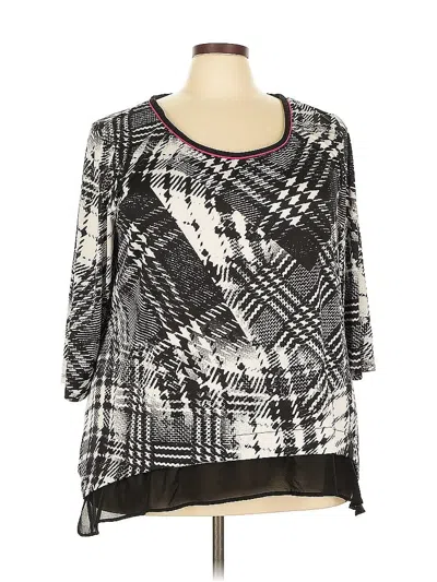 Pre-owned New Directions 3/4 Sleeve Top Black Scoop Neck Tops