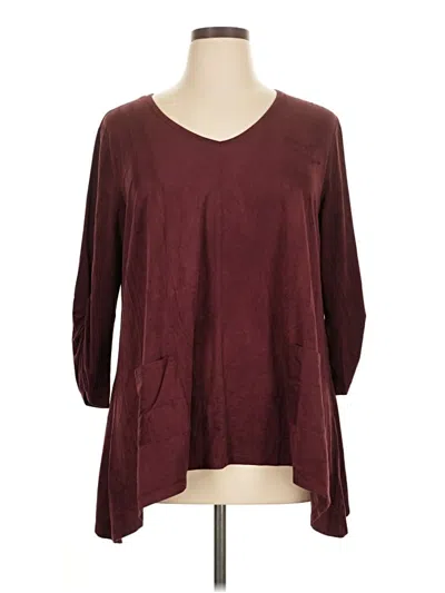 Pre-owned New Directions 3/4 Sleeve Top Burgundy V Neck Tops