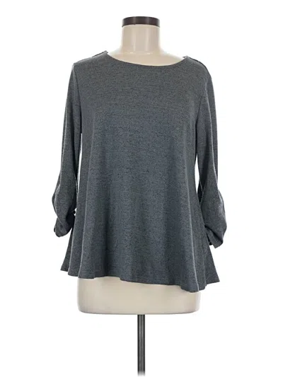 Pre-owned New Directions 3/4 Sleeve Top Gray Boatneck Tops