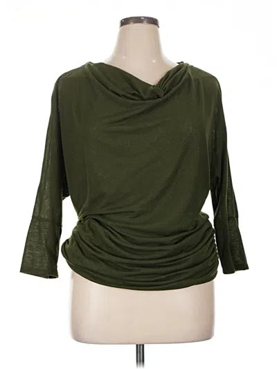 Pre-owned New Directions 3/4 Sleeve Top Green Cowl Neck Tops