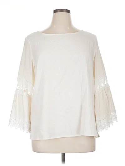 Pre-owned New Directions 3/4 Sleeve Top Ivory Boatneck Tops In White