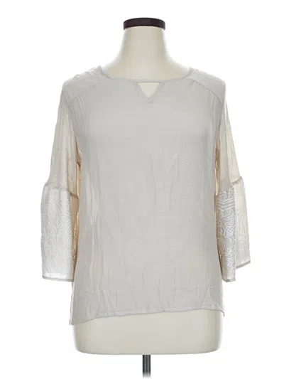 Pre-owned New Directions 3/4 Sleeve Top Ivory Crew Neck Tops