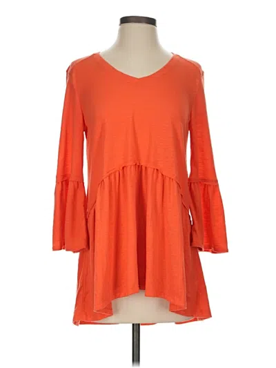 Pre-owned New Directions 3/4 Sleeve Top Orange Sweetheart Neckline Tops