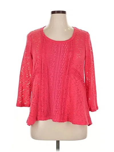 Pre-owned New Directions 3/4 Sleeve Top Pink Scoop Neck Tops