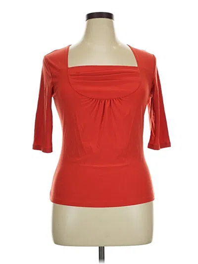 Pre-owned New Directions 3/4 Sleeve Top Red Scoop Neck Tops