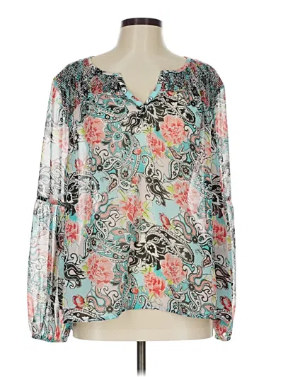 Pre-owned New Directions Long Sleeve Blouse In Blue