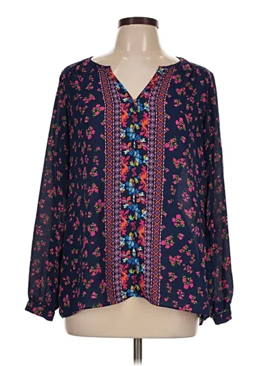 Pre-owned New Directions Long Sleeve Blouse In Blue