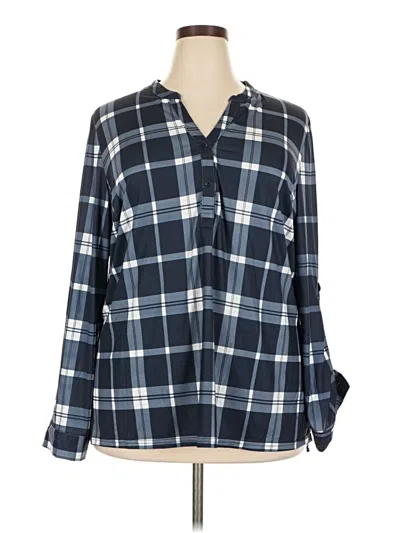New Directions Long Sleeve Blouse In Blue