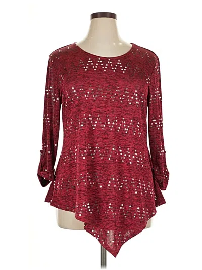 Pre-owned New Directions Long Sleeve Blouse In Burgundy