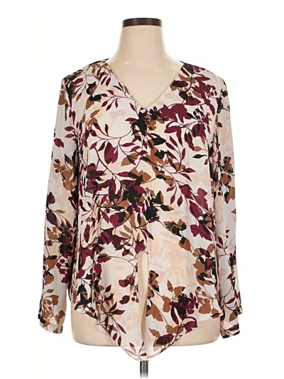 Pre-owned New Directions Long Sleeve Blouse In Burgundy