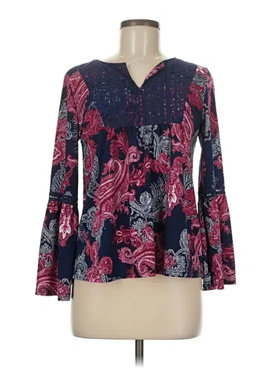 Pre-owned New Directions Long Sleeve Blouse In Burgundy