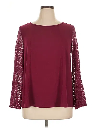 Pre-owned New Directions Long Sleeve Blouse In Burgundy