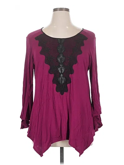 Pre-owned New Directions Long Sleeve Blouse In Burgundy