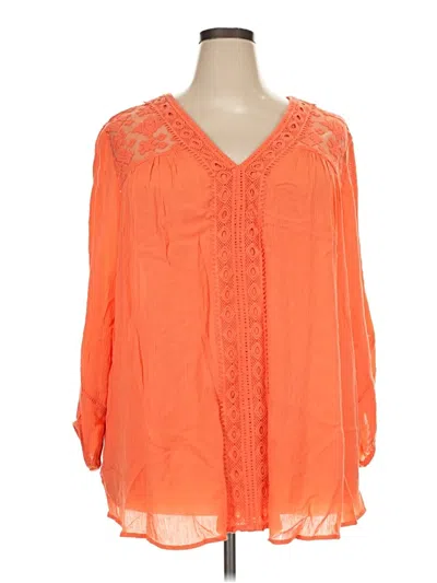 Pre-owned New Directions Long Sleeve Blouse In Orange