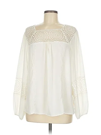 Pre-owned New Directions Long Sleeve Blouse In White