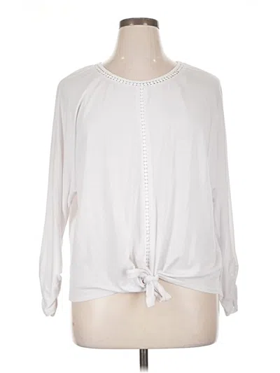 Pre-owned New Directions Long Sleeve Blouse In White