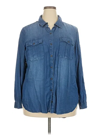 Pre-owned New Directions Long Sleeve Button Down Shirt In Blue