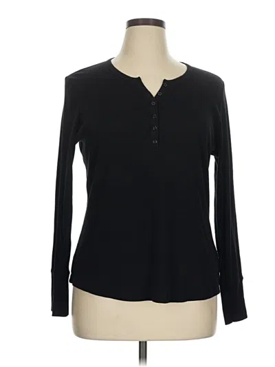 Pre-owned New Directions Long Sleeve Henley Shirt In Black