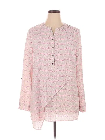 Pre-owned New Directions Long Sleeve Henley Shirt In Pink