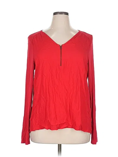 Pre-owned New Directions Long Sleeve Henley Shirt In Red
