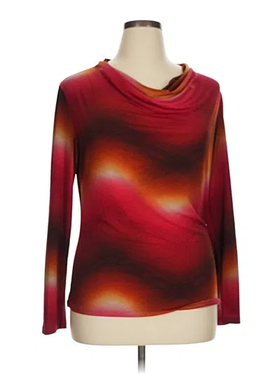 Pre-owned New Directions Long Sleeve Top Burgundy Cowl Neck Tops