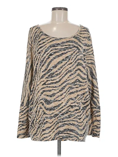 Pre-owned New Directions Long Sleeve Top Tan Boatneck Tops