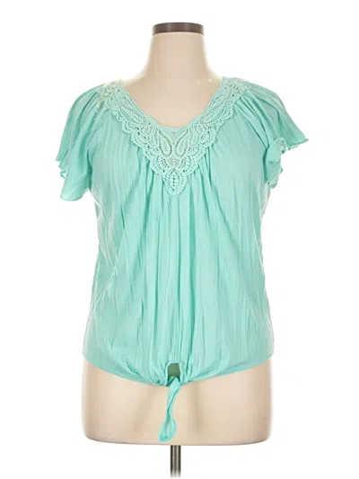 Pre-owned New Directions Short Sleeve Blouse In Blue