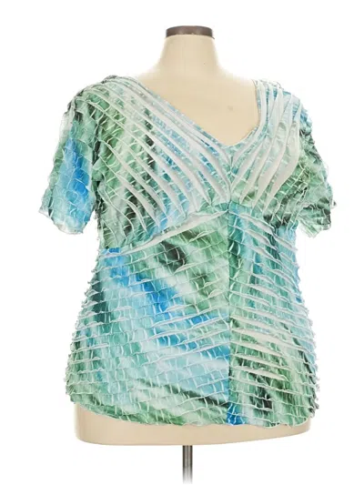 Pre-owned New Directions Short Sleeve Blouse In Green