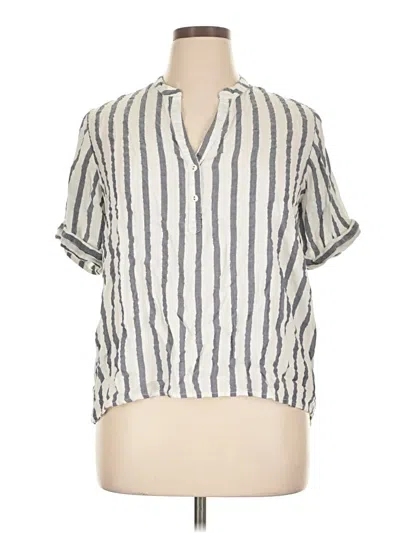 Pre-owned New Directions Short Sleeve Blouse In White