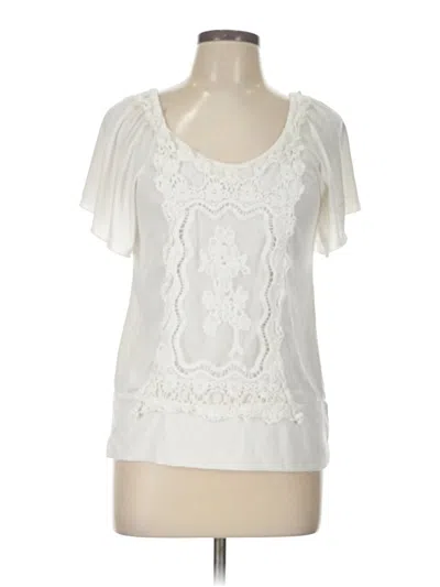 Pre-owned New Directions Short Sleeve Blouse In White