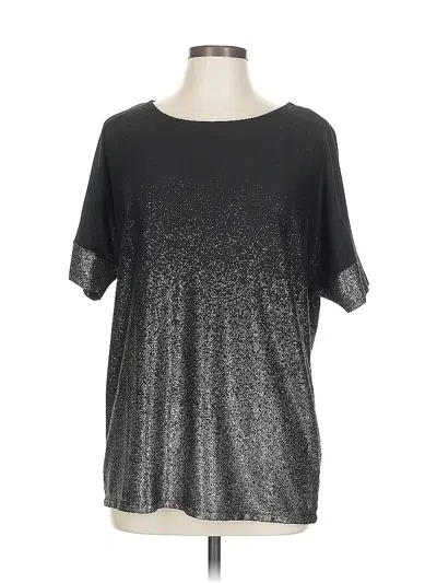Pre-owned New Directions Short Sleeve Top Black Metallic Pattern Scoop Neck Tops