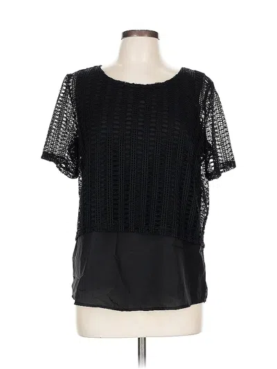 Pre-owned New Directions Short Sleeve Top Black Square Neckline Tops